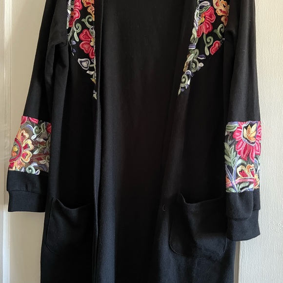 MILAN KISS Black and Pink Floral Open Cardigan Woman XL - Picture 6 of 14